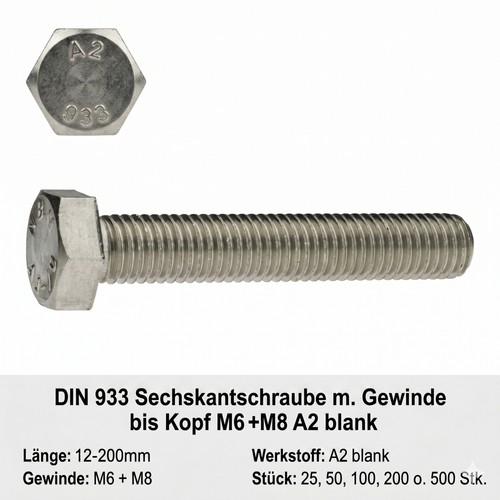 Sechskantschrauben din 933 - sechskantschrauben,