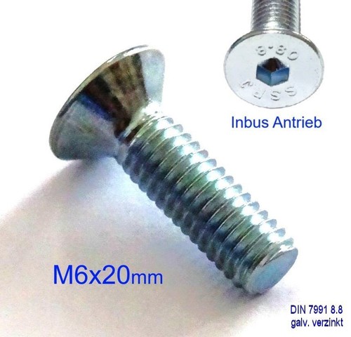 M6x20mm senkkopfschraube - m6x20mm,